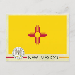 New mexico Statlig flagga och Seal Vykort