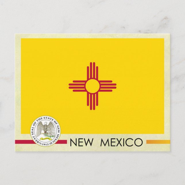New mexico Statlig flagga och Seal Vykort (Framsida)