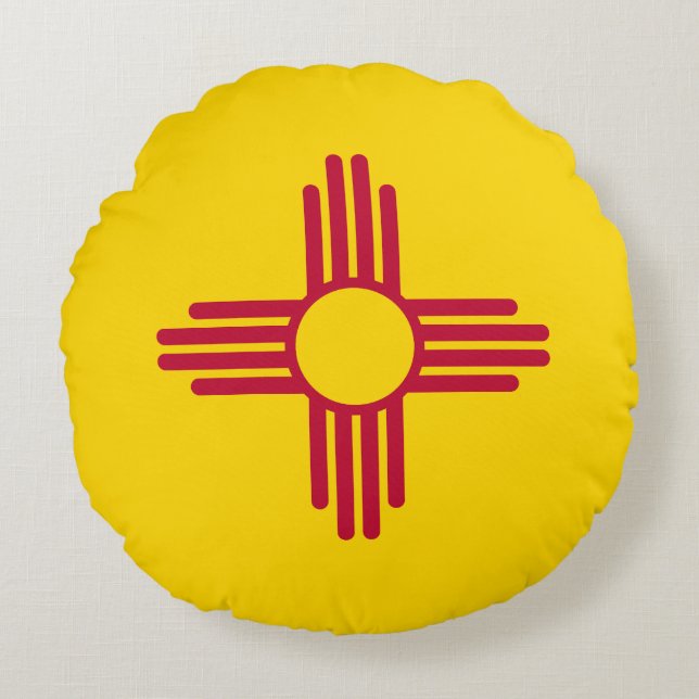 New mexico Statlig flagga Rund Kudde (Framsidan)