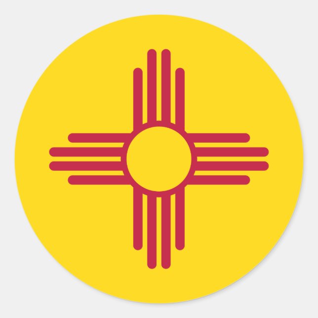 New mexico Statlig flagga Runt Klistermärke (Framsida)