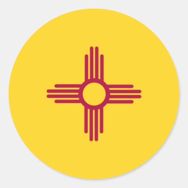 New mexico Statlig flagga Runt Klistermärke (Framsida)