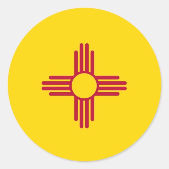 New mexico Statlig flagga Runt Klistermärke (Framsida)