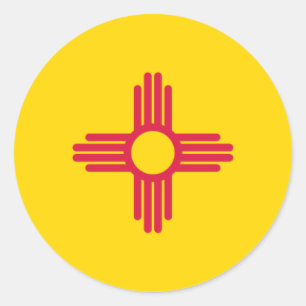 New mexico Statlig flagga Runt Klistermärke