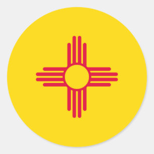 new mexico Statlig flagga Runt Klistermärke