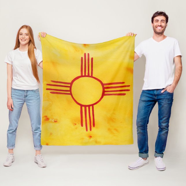 New mexico Statlig flagga vattenfärgsfärg (ANPASSN Fleecefilt (På plats)