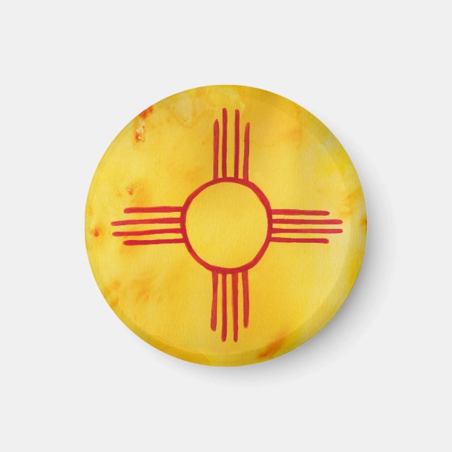 New mexico Statlig flagga Watercolor Magnet (Framsidan)