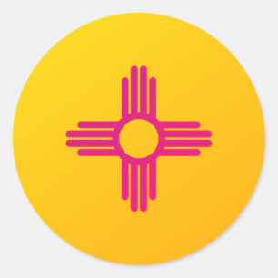 New Mexico statlig flagga Zia Sun Runt Klistermärke