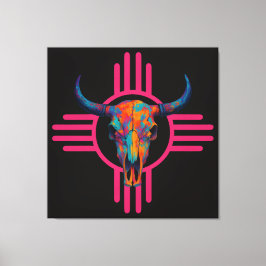 New Mexico Sun Skull Rosa  Canvastryck