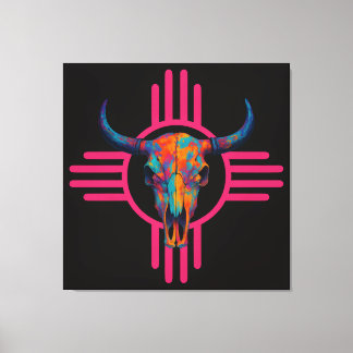 New Mexico Sun Skull Rosa Canvastryck