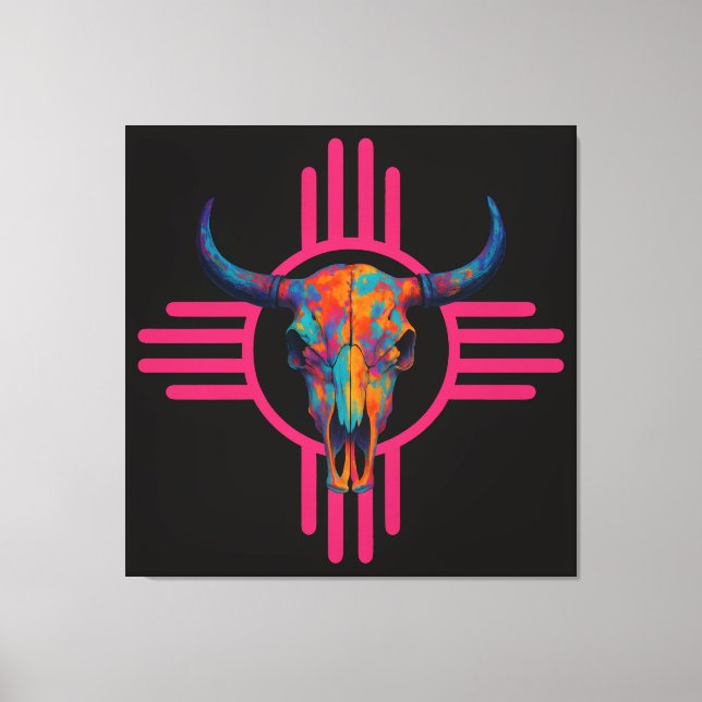 New Mexico Sun Skull Rosa  Canvastryck (Framsida)