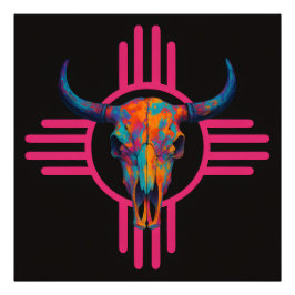New Mexico Sun Skull Rosa  Fototryck