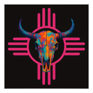 New Mexico Sun Skull Rosa Fototryck