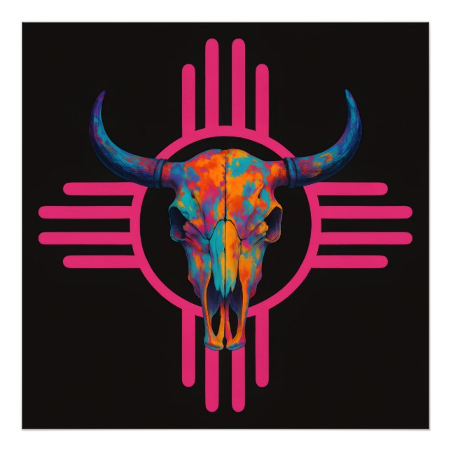 New Mexico Sun Skull Rosa  Fototryck (Framsidan)