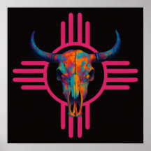 New Mexico Sun Skull Rosa