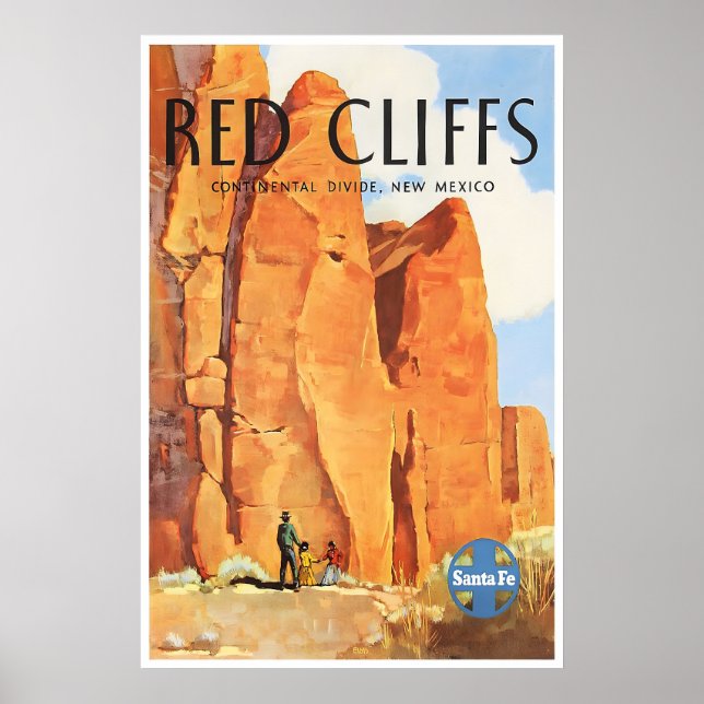 New Mexico Tryck Röda Klippor Målning Santa Fe (Framsidan)