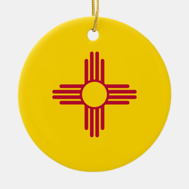 New mexico (USA:s delstat) Flagga Julgransprydnad Keramik (Framsidan)