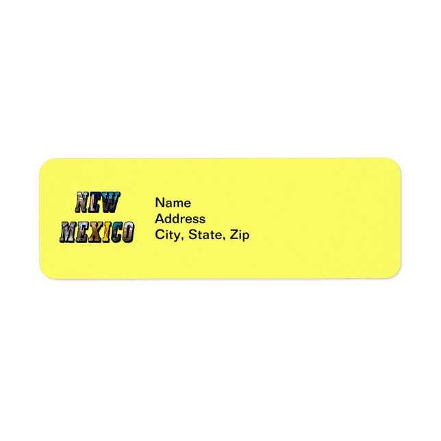 New mexico, USA Text Returadress Etikett (Framsidan)
