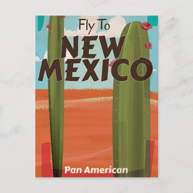 New Mexico, USA Vintage reseaffisch Vykort (Framsida)