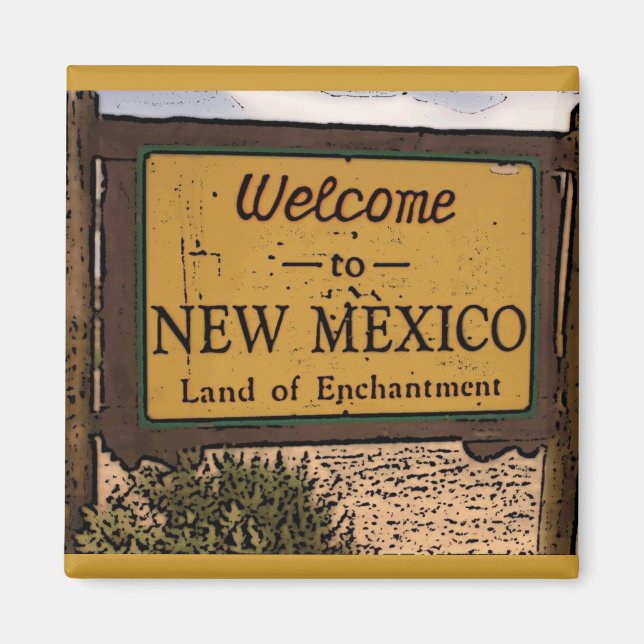 New mexico välkomstskylt Artsy magnet (Framsidan)