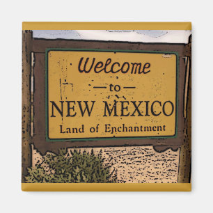 New Mexico välkomstskylt konstnärlig magnet