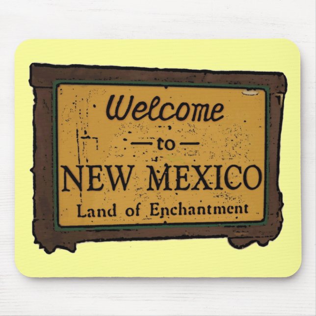 New mexico välkomsttecken souvenir mousserande musmatta (Framsidan)