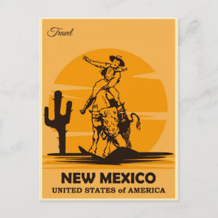 New mexico Vintage Cowboy Travel Vykort
