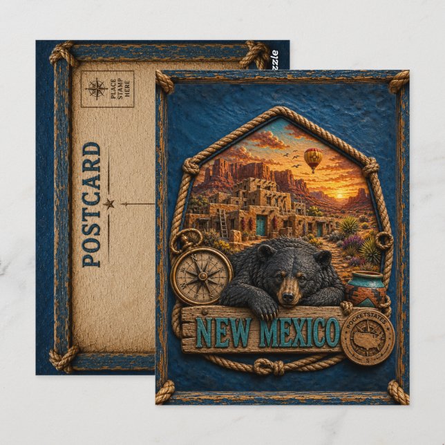 New Mexico Vintage Resa Vykort (Fram/baksida)