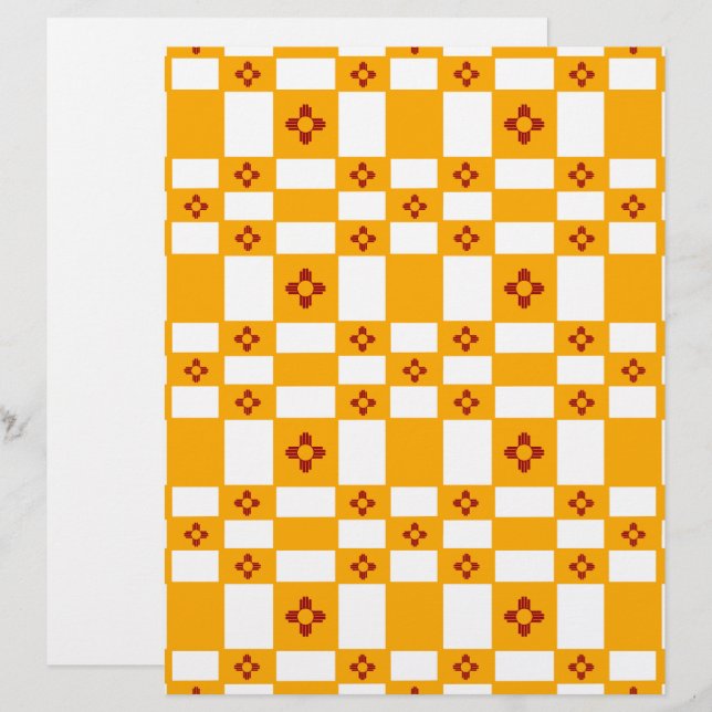 New mexico Zia Gult Red White Squares (Fram/baksida)