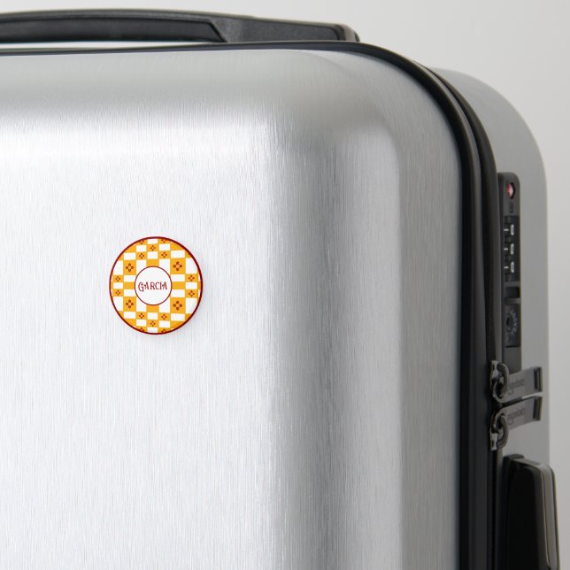 New mexico Zia Gult Red White Squares Magnet (In Situ (Luggage))