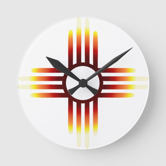 new mexico Zia Sol Fire Rund Klocka (Framsida)