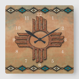New mexico Zia (sol) Fyrkantig Klocka