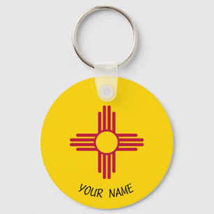New mexico Zia Sol Keychain ID-Märkre DITT NAMN Nyckelring
