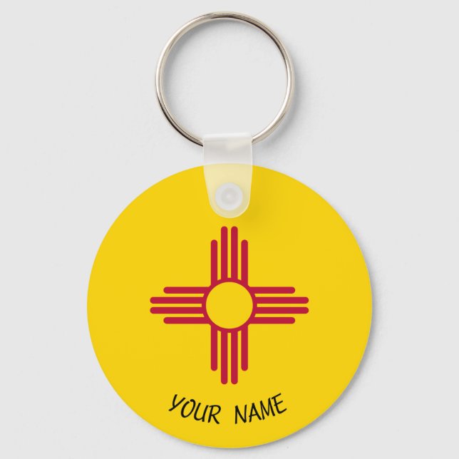 New mexico Zia Sol Keychain ID-Märkre DITT NAMN Nyckelring (Framsida)