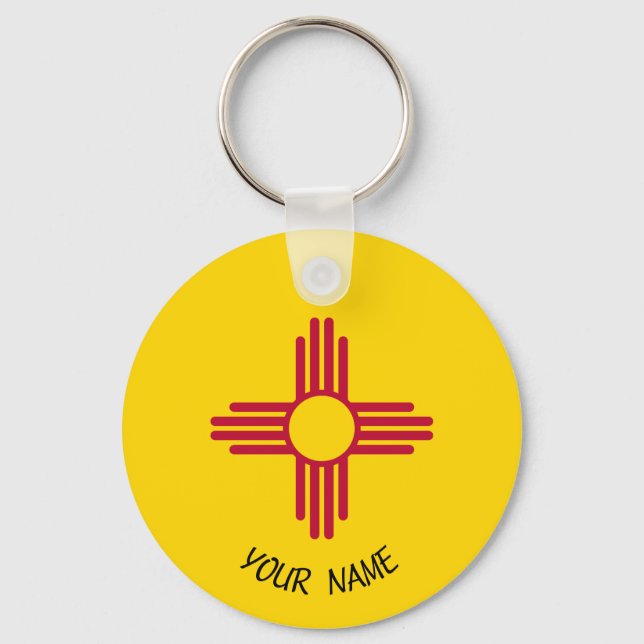 New mexico Zia Sol Keychain ID-Märkre DITT NAMN Nyckelring (Framsida)