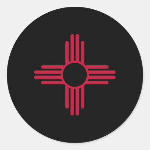 New mexico Zia Sol Symbol Red Zia Sol Ensam Runt Klistermärke