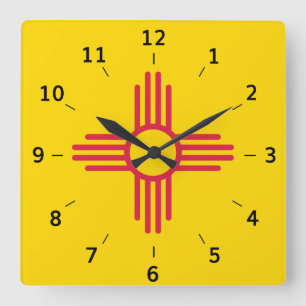 New mexico Zia Sol symbol Square Wall Clock Fyrkantig Klocka
