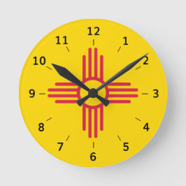 New mexico Zia Sol-symbolen Round Clock Rund Klocka