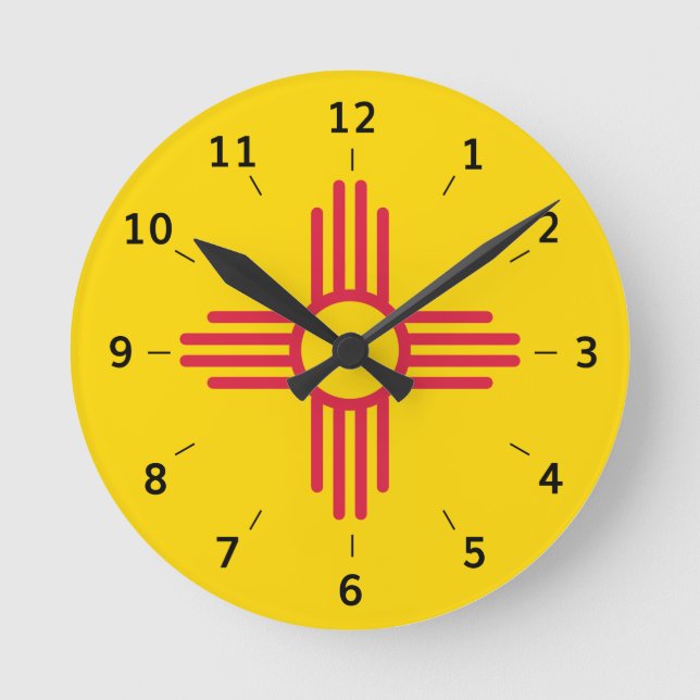 New mexico Zia Sol-symbolen Round Clock Rund Klocka (Framsida)
