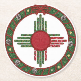 New Mexico Zia Sun Christmas Underlägg Papper Rund