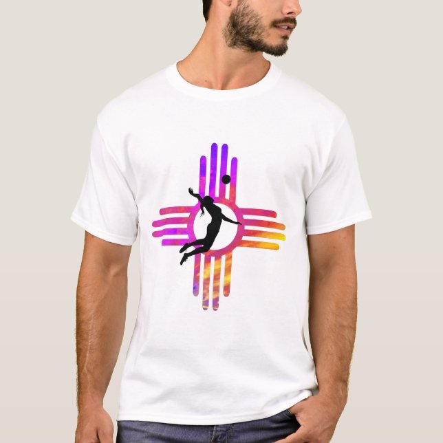 new mexico Zia Sunset med Volleyball T Shirt (Framsida)