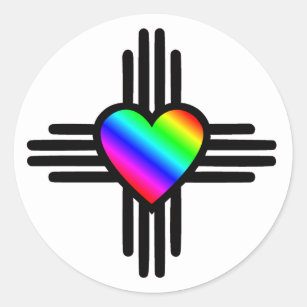 new mexico Zia-symbol med regnbåge Runt Klistermärke