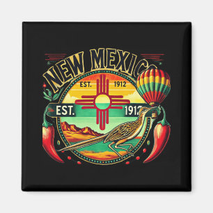 New Mexico Zia-symbol, Roadrunner & Chilepeppa Magnet