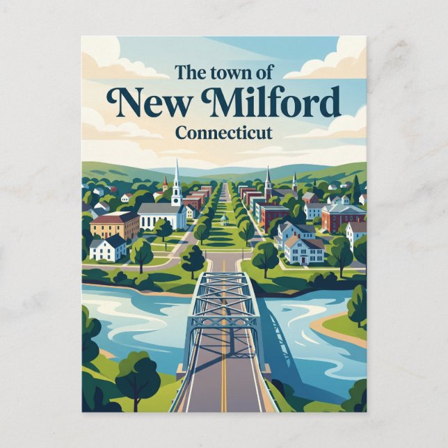 New Milford Connecticut Vykort (Framsida)