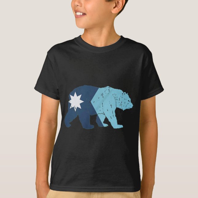 New Minnesota State Flag Bear  T Shirt (Framsida)