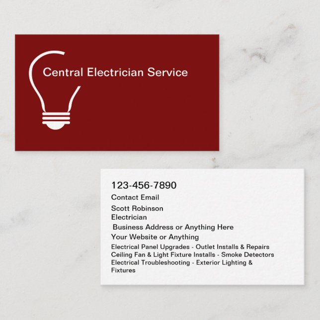 New Modern Electrician Service Business Cards Visitkort (Fram/baksida)