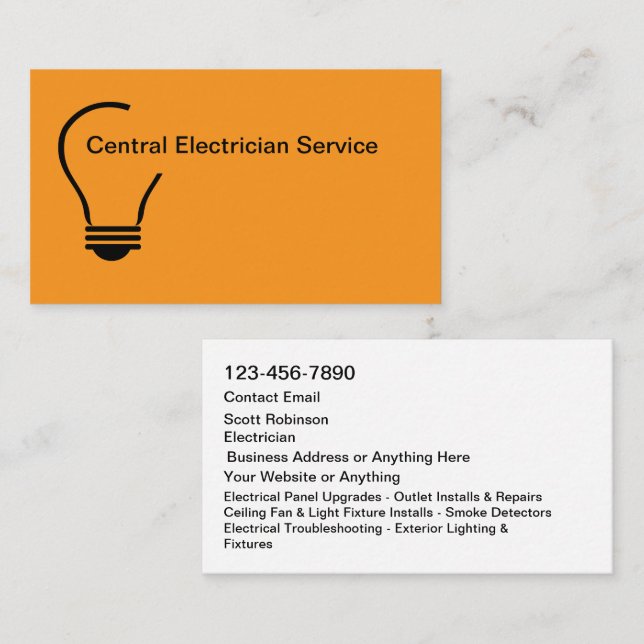 New Modern Electrician Service Business Cards Visitkort (Fram/baksida)