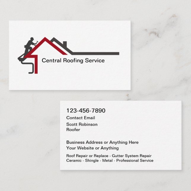 New Modern Roofing Service Business Cards Visitkort (Fram/baksida)