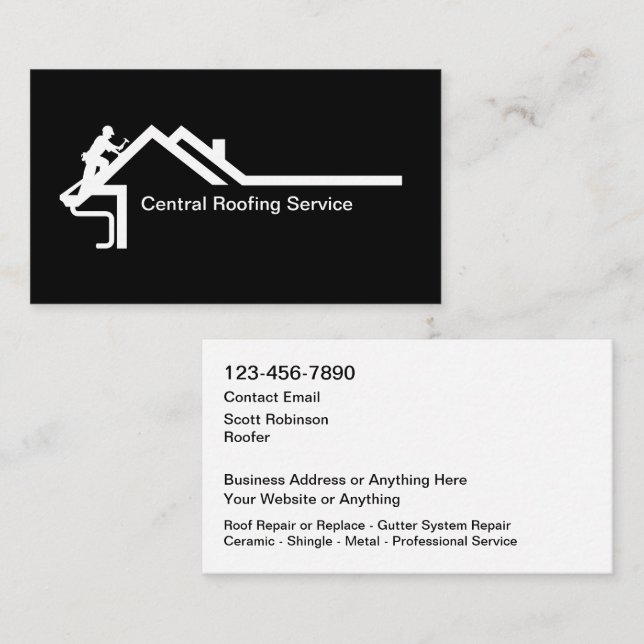 New Modern Roofing Service Business Cards Visitkort (Fram/baksida)