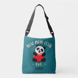 New Mom Club Est. 20XX Panda Med Hjärta Axelväska