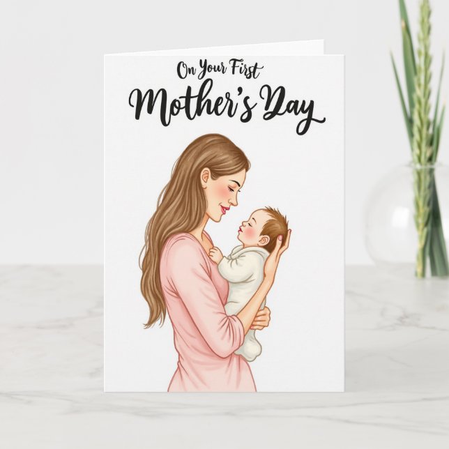 New Mom Illustration Card Kort (Framsida)